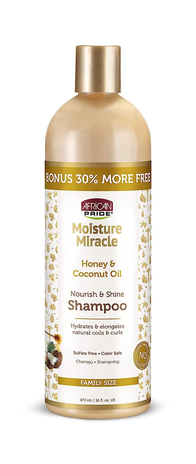 African Pride Moisture Miracle Honey & Coconut Oil Shampoo 16 Oz